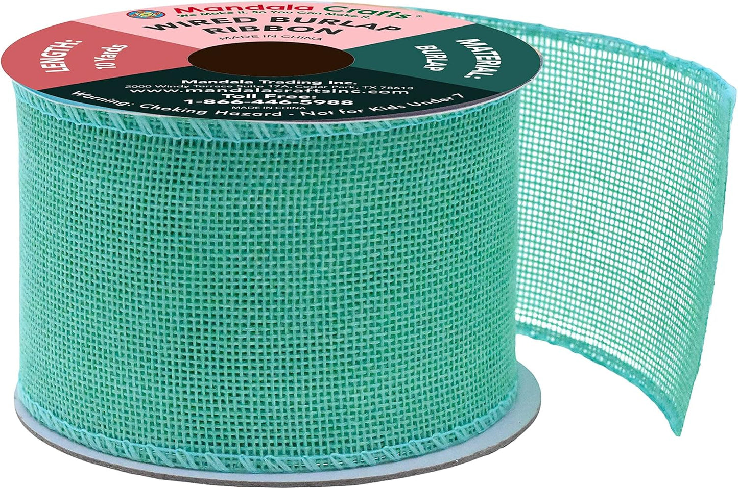 Mandala Crafts Turquoise Burlap Wired Ribbon 2.5 Inches Wide Jute Ribbons for Crafts - 10 Yds Roll Rustic Burlap Wrap Trim Ribbons for Wreaths Bows Party Decoration