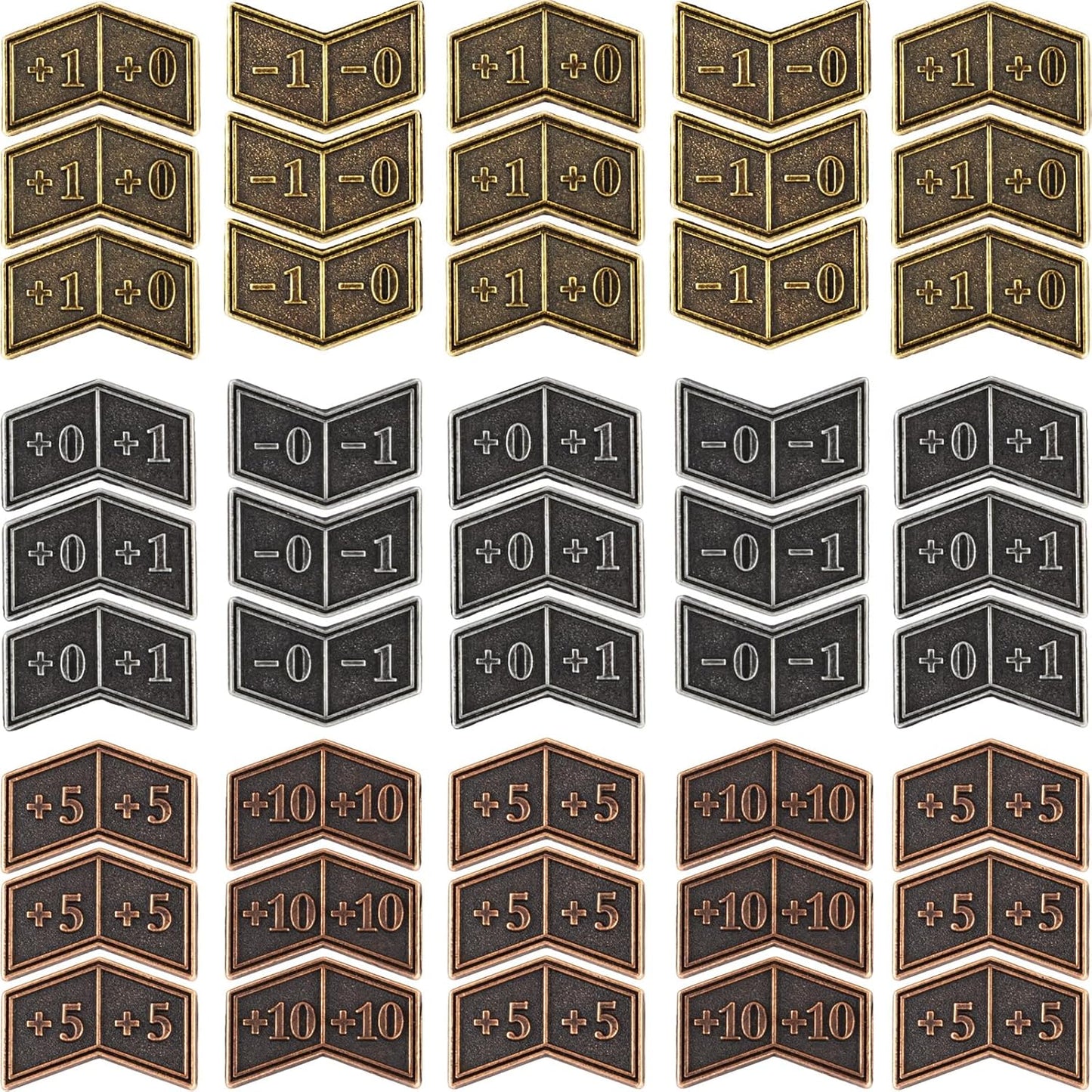 45 Pieces Antique Metal Buff Counter Tokens Magic The Gathering Token Creature Stats or Loyalty Counters for MTG CCG Card Gaming Accessories with Velvet Bag