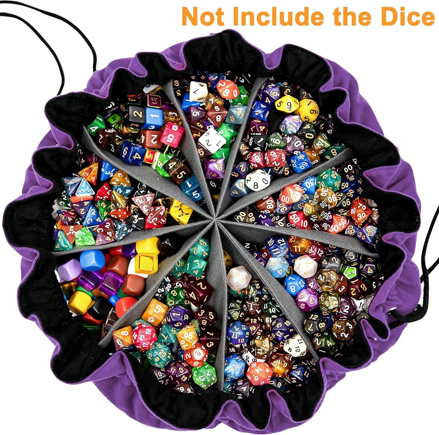 SIQUK Large Dice Bag with Pockets Big Capacity Dice Bag Drawstring Dice Pouch DND Dice Storage Bag for RPG MTG Table Games, Hold Over 300 Dice, Dark Violet