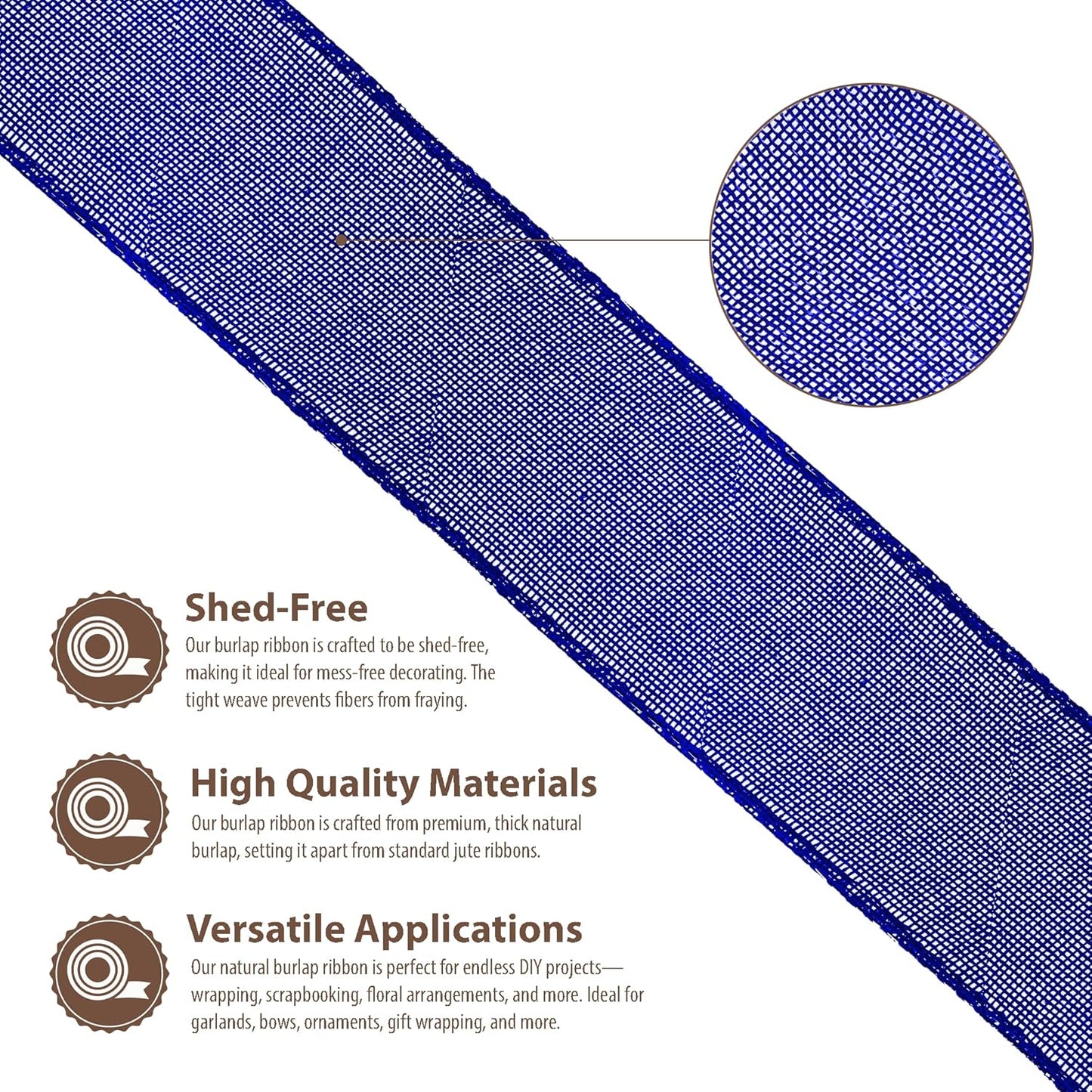 Mandala Crafts Royal Blue Burlap Ribbon 3 Inches Wide Jute Ribbons for Crafts - 20 Yds Roll Rustic Burlap Wrap Trim Ribbons for Wreaths Bows Wedding Party Decoration