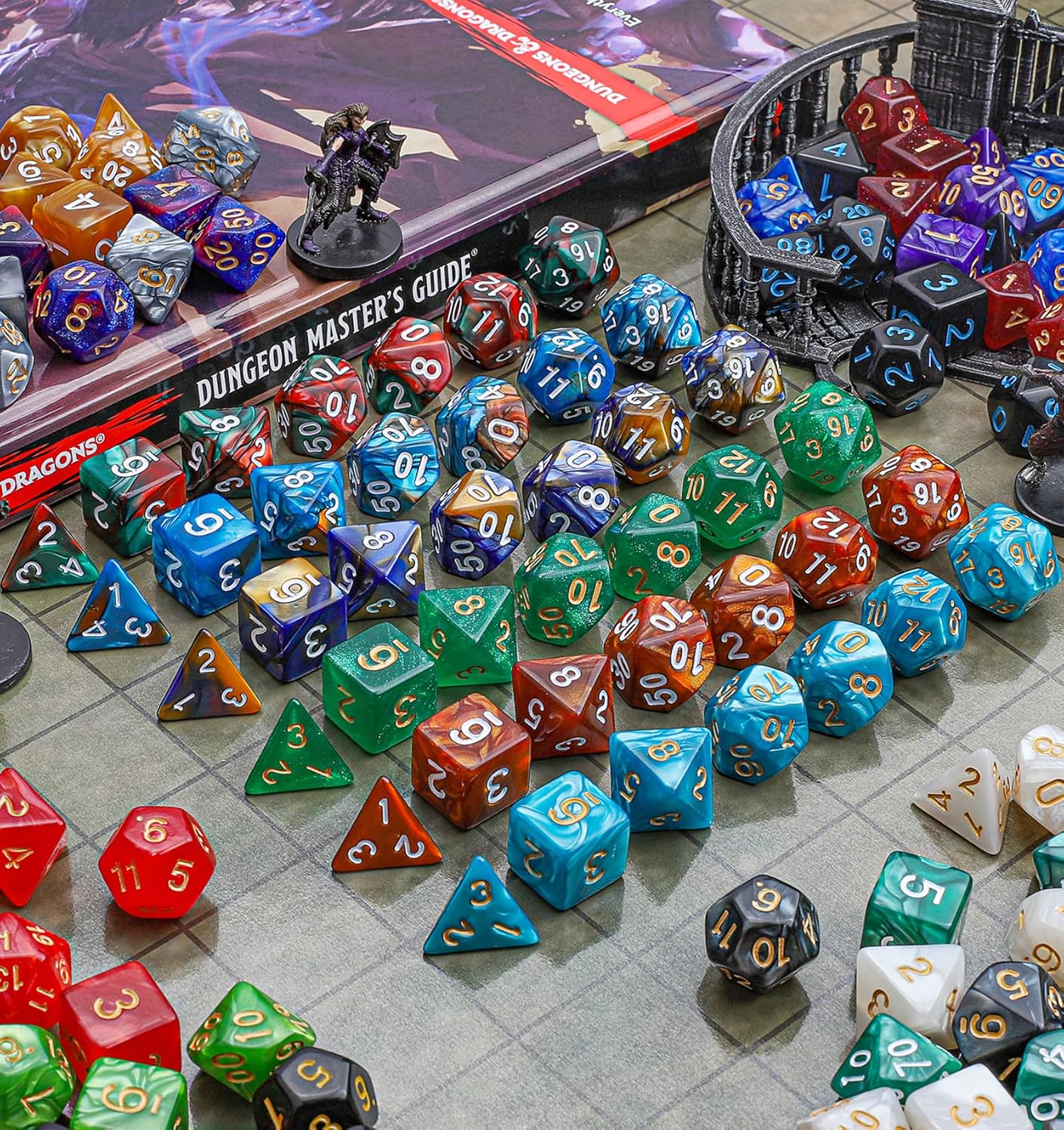 CiaraQ DND Dice Sets - 26 X 7 Polyhedral Dice (182pcs) with a Large Drawstring Bag Great for Dungeons and Dragons, Role Playing Table Game.