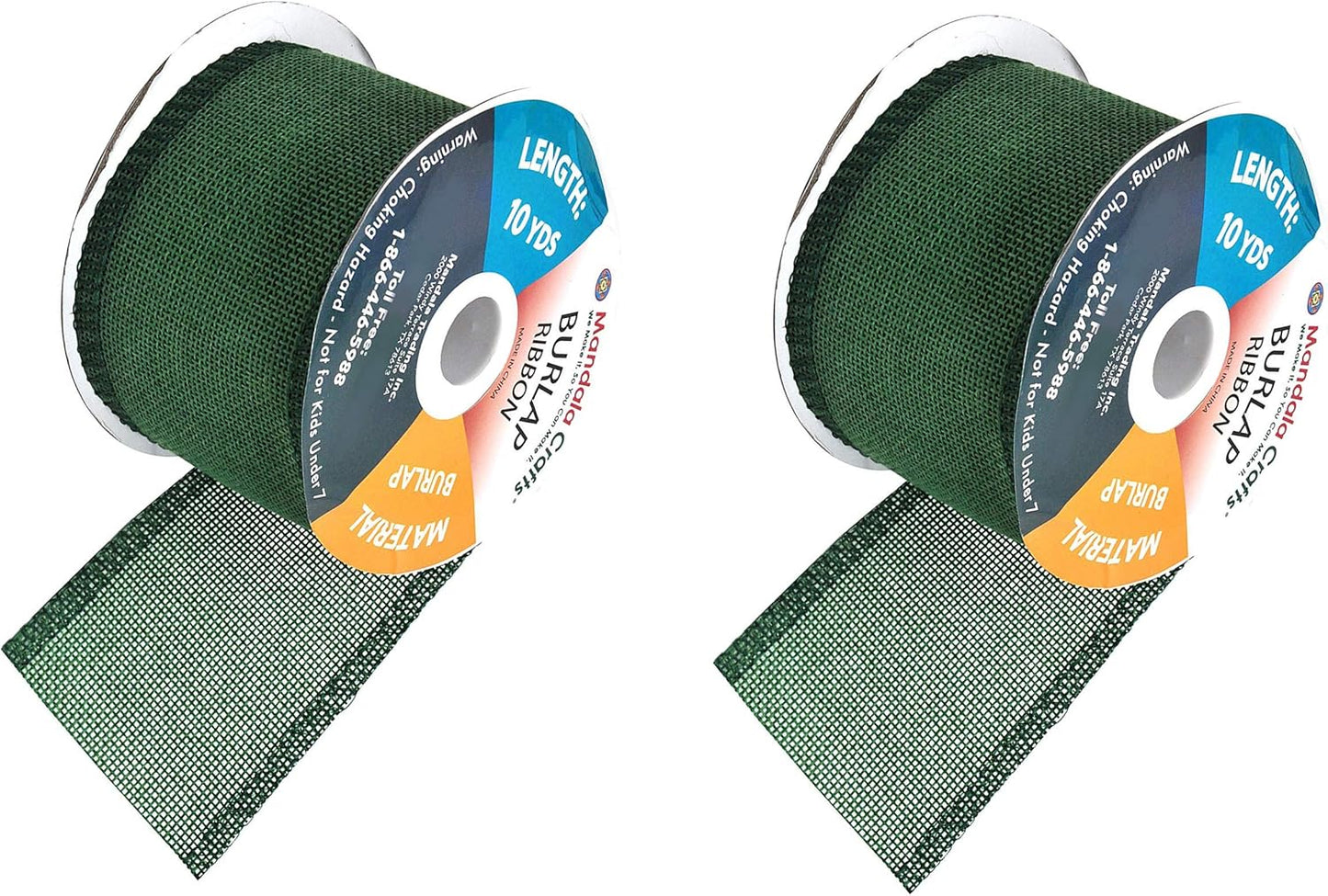 Mandala Crafts Green Burlap Ribbon 2.5 Inches Wide Jute Ribbons for Crafts - 20 Yds Roll Rustic Burlap Wrap Trim Ribbons for Wreaths Bows Wedding Party Decoration