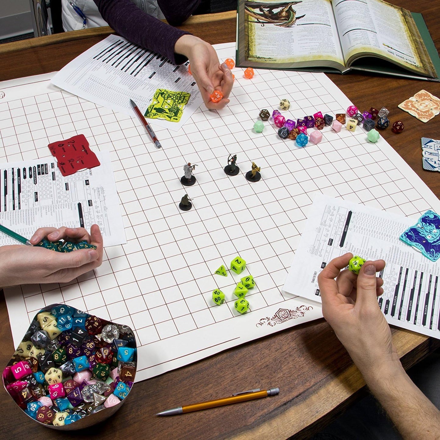 Wiz Dice DND Dice Set - 140 Pieces Total (20 Sets of 7 Dice in Unique Colors) & Storage D&D Dice Bag-Polyhedral Role Playing Dice - Perfect DND Accessories for TTRPG Dice Games - Bag of Tricks