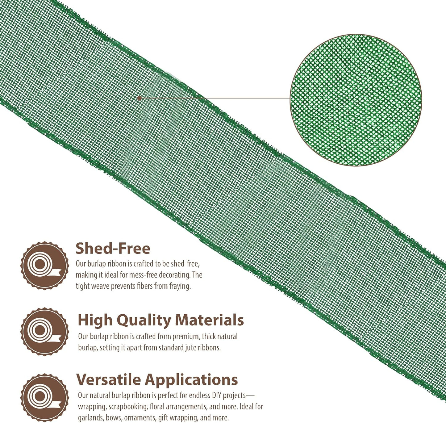 Mandala Crafts Green Burlap Wired Ribbon 2.5 Inches Wide Jute Ribbons for Crafts - 10 Yds Roll Rustic Burlap Wrap Trim Ribbons for Wreaths Bows Party Decoration