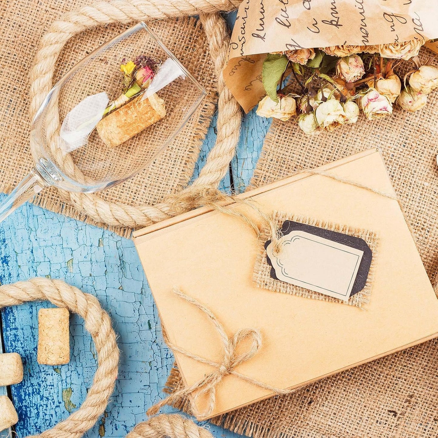 Burlap Fabric Roll - 10 Yards Natural Jute Fabric Ribbon for DIY Gift Wrapping Craft Projects Wedding Christmas Home Decoration (5 cm, 2 in)