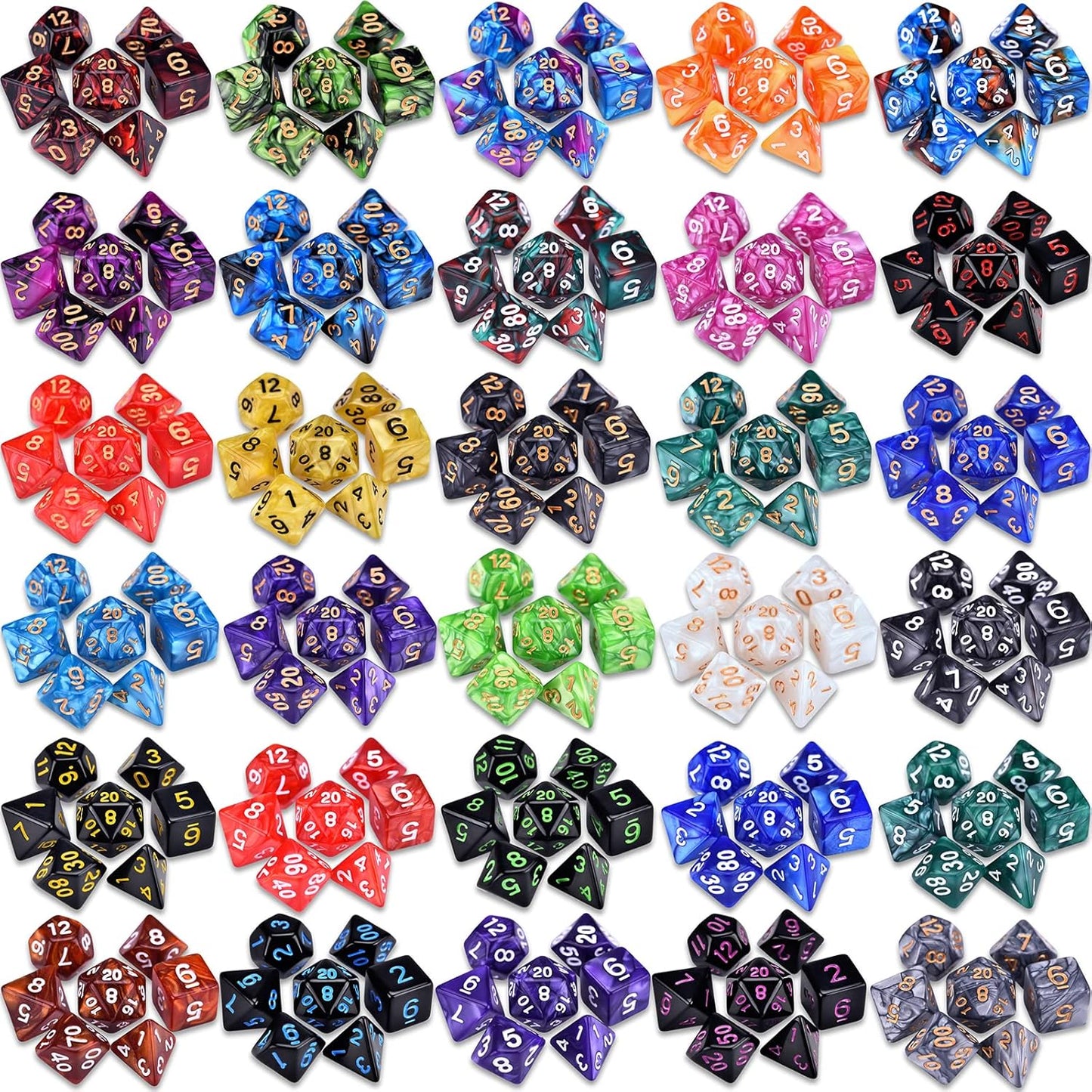 DND RPG Dice Sets 30 x 7 Polyhedral Dice (210pcs) for Dungeons and Dragons Tabletop Role Playing Adventure Games, with a Large Drawstring Bag