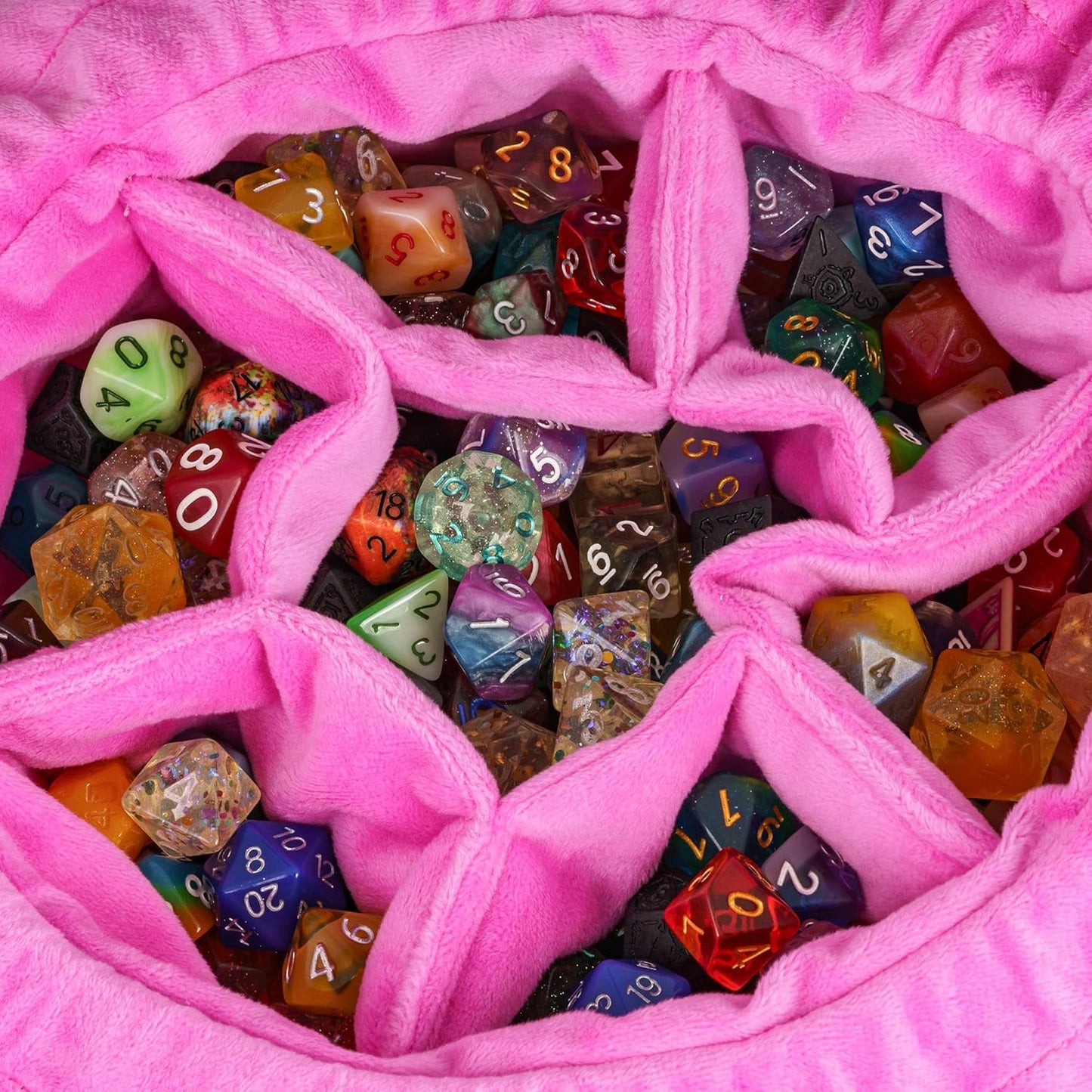 DND Dice Bags Large with Pockets Rainbow Storage Bag Star Pattern for D&D RPG Game - Capacity 200+ Dice