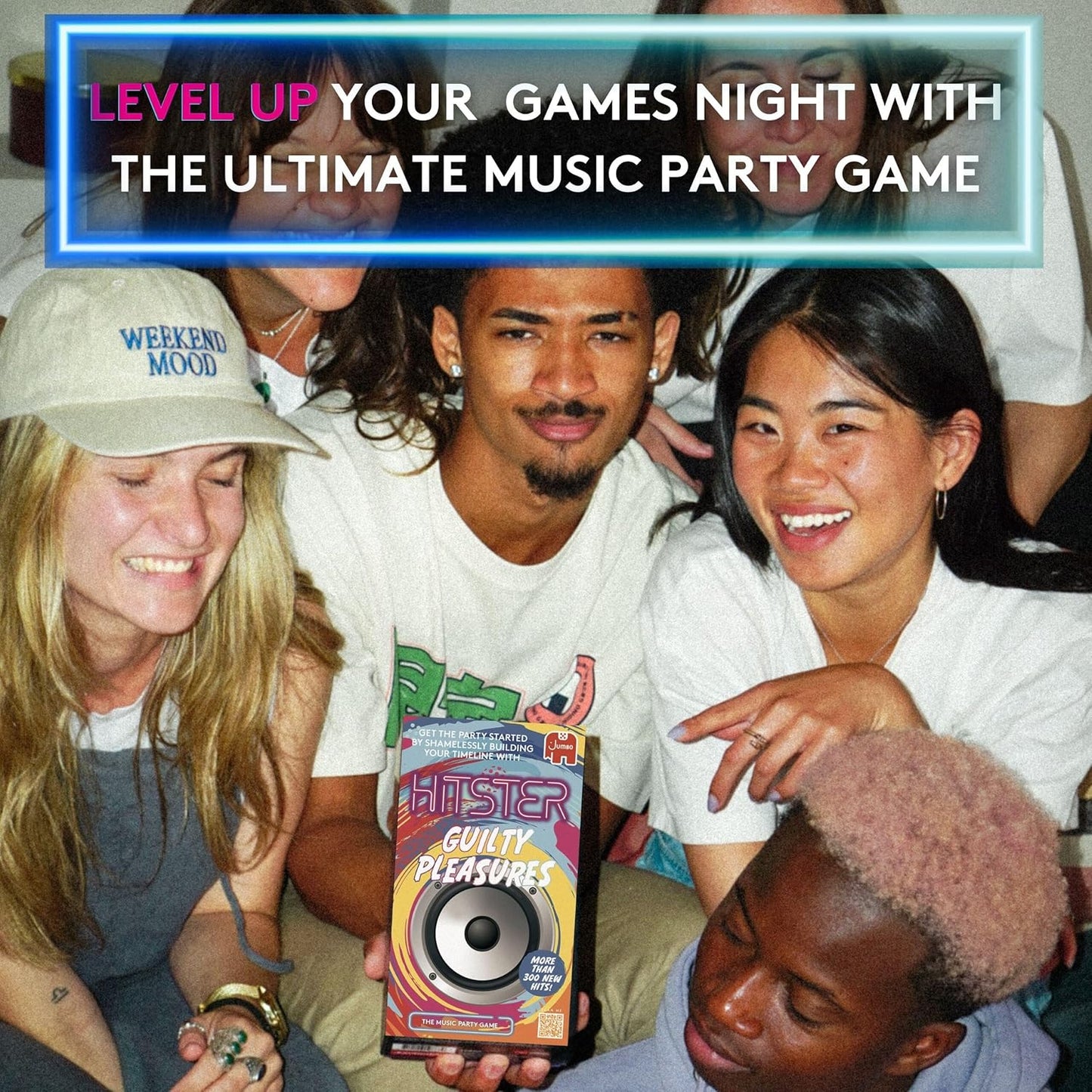 Jumbo Hitster - Guilty Pleasures, Fun Music Quiz Card Game, 2-10 Players - 300 Plus Guilty Pleasure Music Hits - Great for Adult and Family Game Nights (US Edition)