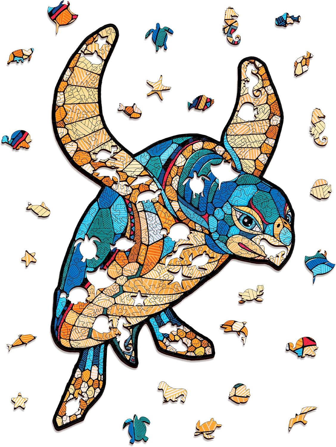 EWA Home Décor – Turtle Small 80 Pieces – Wooden Jigsaw Puzzle for Adults – Perfect for Artistic Home Decoration and Mindful Relaxation