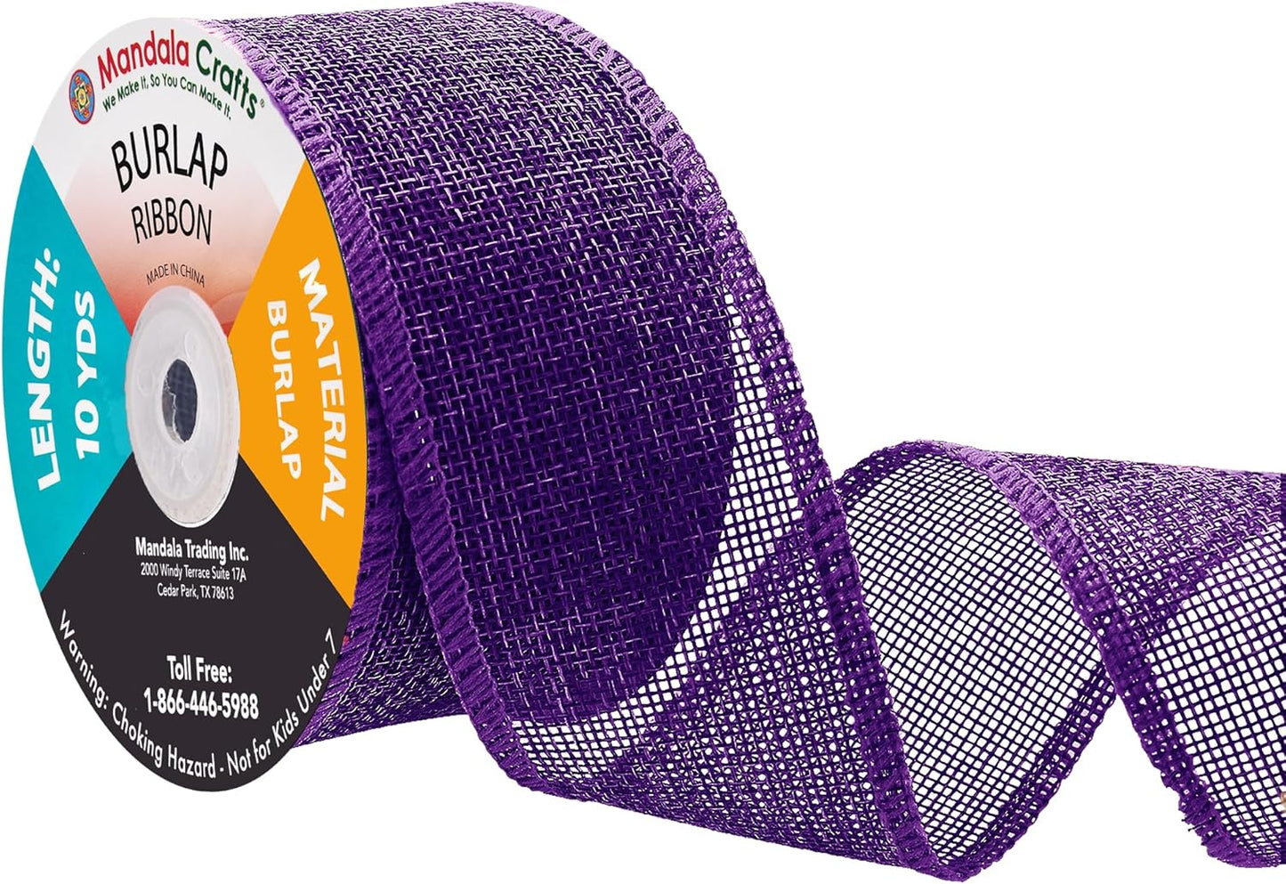 Mandala Crafts Purple Burlap Ribbon 2 Inches Wide Jute Ribbons for Crafts - 20 Yds Roll Rustic Burlap Wrap Trim Ribbons for Wreaths Bows Wedding Party Decoration