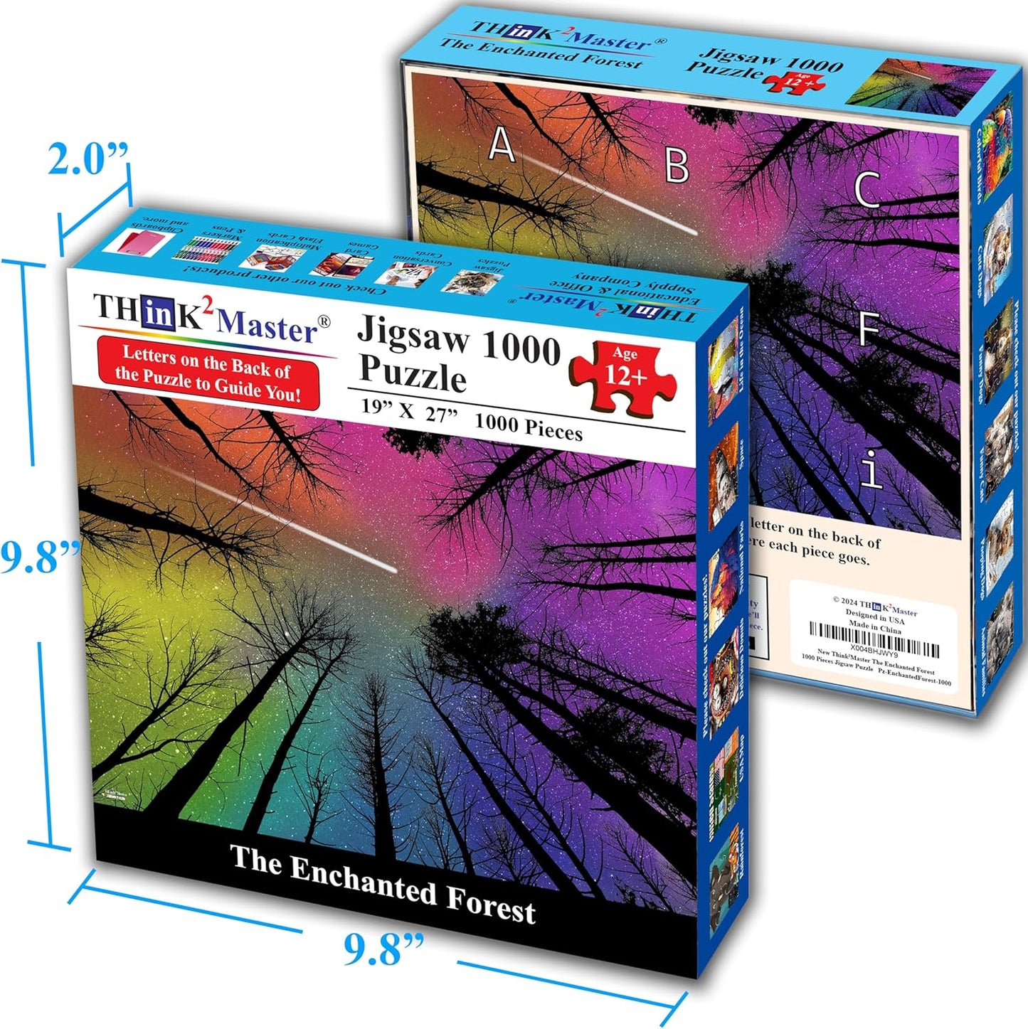 Think2Master Hard Impossible Challenging The Enchanted Forest 1000 Pieces Large Format Jigsaw Puzzle for Kids 12+, Teens, Adults & Families. Beautiful Vibrant Gradient Artwork Size: 26.8” X 18.9”