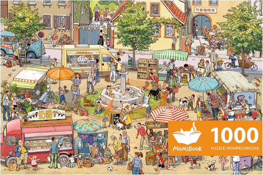 MOMIBOOK Puzzles for Adults 1000 Piece Jigsaw Puzzles of Let's Go! to The Market, Painting Image Difficult Challenging Hard Impossible Puzzle, Cute Funny Toys & Games Christmas Birthday Gifts