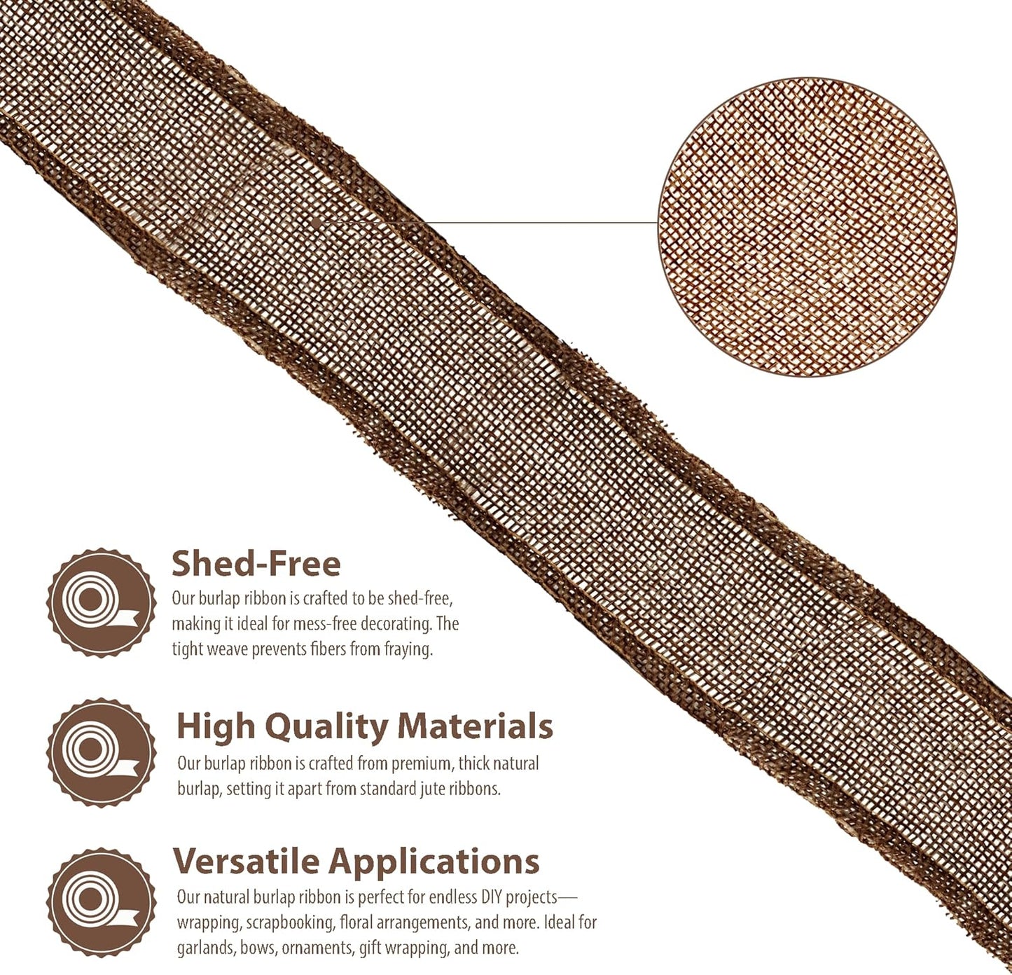 Mandala Crafts Brown Burlap Ribbon 1.5 Inches Wide Jute Ribbons for Crafts - 20 Yds Roll Rustic Burlap Wrap Trim Ribbons for Wreaths Bows Wedding Party Decoration