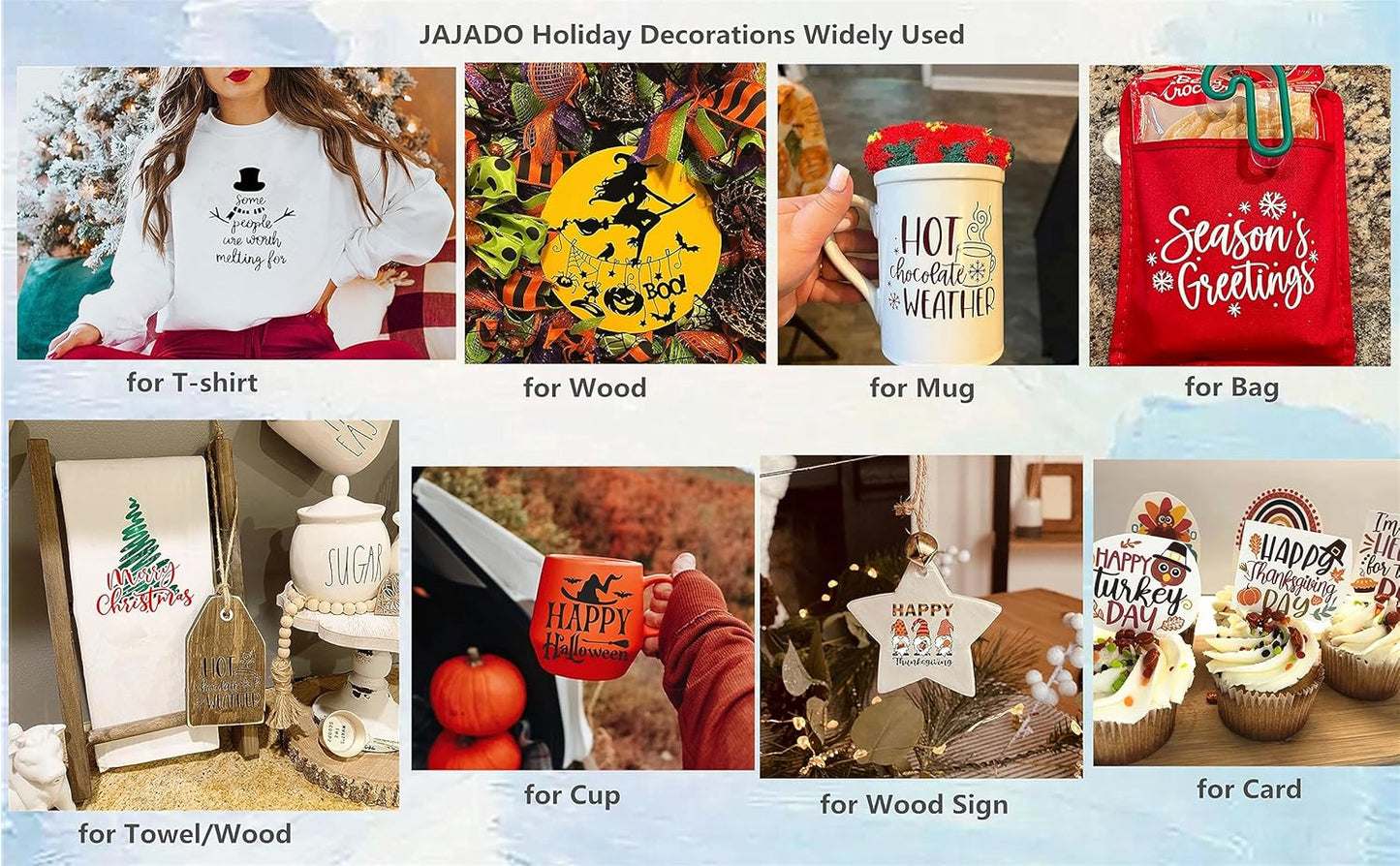 JAJADO Christmas Silk Screen Stencils Reusable Adhesive Stencils Winter Christmas Silk Sceen Transfers Santa Sacks DIY Xmas Gift for Office, School, Bakery, Coffee Bar, Christmas Home Decor Ornaments