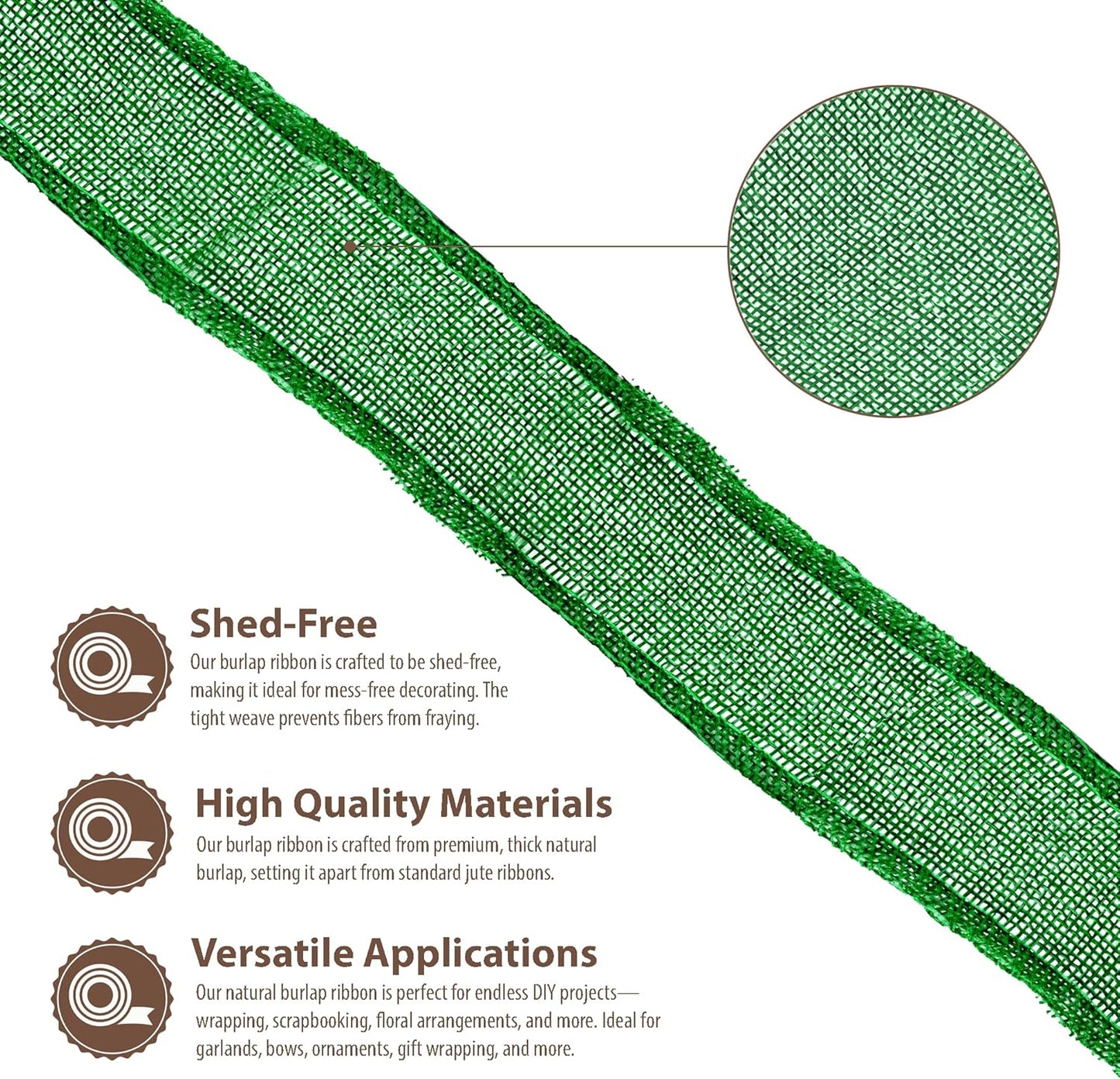 Mandala Crafts Green Burlap Wired Ribbon 1.5 Inches Wide Jute Ribbons for Crafts - 10 Yds Roll Rustic Burlap Wrap Trim Ribbons for Wreaths Bows Party Decoration