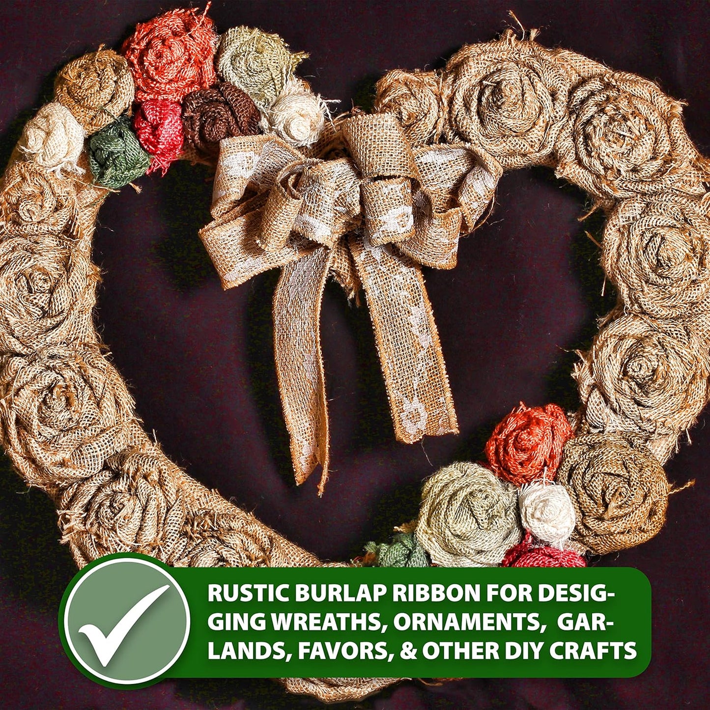 Mandala Crafts Green Burlap Wired Ribbon 2.5 Inches Wide Jute Ribbons for Crafts - 10 Yds Roll Rustic Burlap Wrap Trim Ribbons for Wreaths Bows Party Decoration