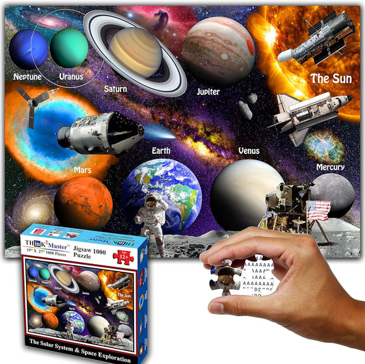 Think2Master Solar System & Space Exploration 500 Pieces Large Format Jigsaw Puzzle for Kids 12+, Teens, Adults & Families. Great Gift for stimulating Learning About Astronomy. Size: 26.8” X 18.9”